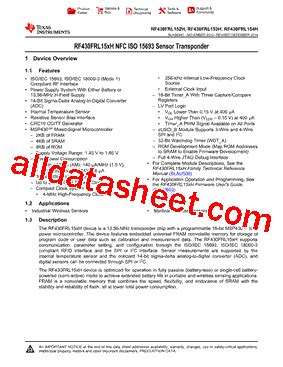 RF430FRL152H data sheet, product information and support